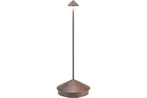 Zafferano, Lampada Pina Pro, Lampada da Tavolo Ricaricabile e Senza Fili con Controllo Touch, Adatta per Salotto ed Esterni, Dimmer, 2700 K, Altezza 29 cm, Colore Corten