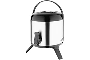 Olympia Stainless Steel Double Wall Beverage Dispenser 6 Litres - Durable, Easy Pour, Hotel Café Outdoor Catering Hot Cold Tea Coffee Drinks Pitcher