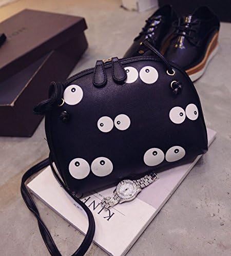 Diagonal cross-fashion shoulder bag printing cute trendy small backpack, black