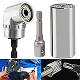 LXDDP Prise Universelle, 3 perceuses à Angle Droit, 105 degrés et Prise Universelle 7-19mm multifonctionnelle pour Outils réparation universels, The Black Friday