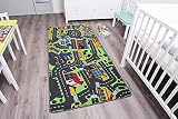 Kinderteppich mit Stadt zum Spielen, 95x200cm ✓ Schadstoffgeprüft ✓ Anti-Schmutz-Schicht | Auto-Spielteppich, Auto-Teppich für Jungen & Mädchen | Verkehrsteppich für Fußbodenheizung geeignet | Getufteter Straßen-Teppich fürs Kinder-Zimmer