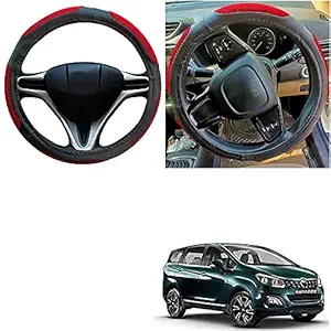 Auto Pearl - Ring Type Car Steering Wheel Cover Universal Genuine PU Non-Slip Natural Rubber Well Padded Grip Breathable Leatherite for - Marazzo 2019 (Ultimate Black Red)
