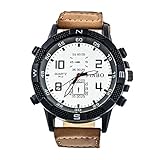 Souarts Herren Armbanduhr Einfach Stil Sport Analoge Quarz Uhr Blau 24cm (Braun)