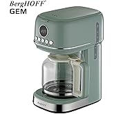 BergHOFF Gem Retro Filtre Kahve Makinesi &ndash; 900 W, 1, 5 L Cam Demlik | Mint Yeşil