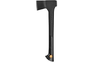 Fiskars Hacha universal, Solid, Con funda para transporte, Recubrimiento antiadherente, Hoja de acero/Mango de plástico reforzado con fibra de vidrio, Negro, A10, Longitud: 49 cm, 1 kg, 1051085
