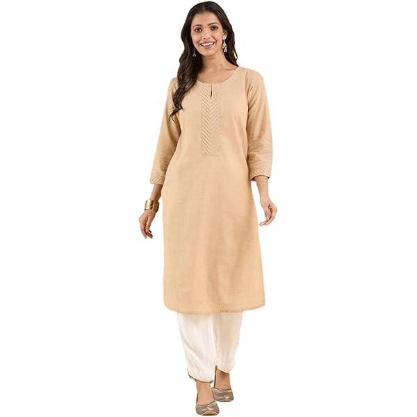 Buy Fabindia Women Cotton Silk Embroidered Long Kurta Green_S, Regular Fit  at Amazon.in