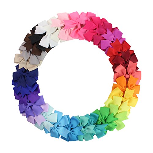 HBF 30PCS Grosgrain Ribbon Hair Bows Teen Kid Toddler Baby Girl Hair Clips Alligator