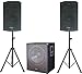 Ibiza Cube1512 2.1 DJ Lautsprecher PA Set aktiver Subwoofer mit Satellit-Stativ-Boxen (1400W max,2x Mirkorfon-Eingang, inkl. Tasche) schwarz