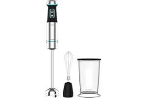 Cecotec Frullatore a Immersione Power Titanblack 1200 XL Cream, 1200 W, Tecnologia Crossblades con Lame A 4 Lame, Piedino XL, Cappa Antispruzzo, Selettore di Velocità, Bicchiere e Lancia da 800 ml