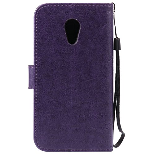 Moto G 2nd gen Funda   Moto G2 Funda  FQY-TEC  P  rpura  Grabado en relieve C Cuero Pu y TPU Cartera Ranura para tarjeta Soporte Funda para Motorola Moto G  2nd gen  5 0  