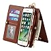 Produktbild Sunyun iPhone 7 Brieftasche Fall Abdeckung, Multifunktional Reißverschluss Geldbörse Leder Abnehmbar Magnetisch Fall Mit Karte Slot für Apple iPhone 7 4,7 Zoll (iphone 5/5S/5SE, Braun)
