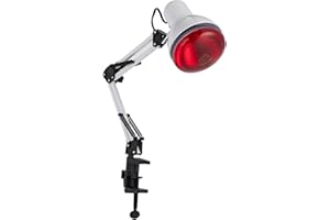 FERMOIRPER Lámpara de calor infrarroja 220 V 150 W, luz roja, luz infrarroja, 100 ℃, soporte de lámpara ajustable 360° para familias, salones de masaje, centros de salud, salones de belleza (blanco)