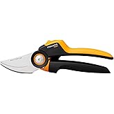 Fiskars Bypass L Bah&ccedil;e Makası, X serisi PowerGear, P961, D&ouml;ner sap, Taze dallar i&ccedil;in, Yapışmaz kaplama, Paslanmaz &ccedil;elik bı&ccedil;ak
