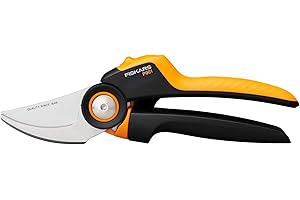 Fiskars Bypass-Gartenschere L, X-series PowerGear, P961, Mit Rollgriff, Für frische Äste und Zweige, Antihaftbeschichtet, Edelstahl-Klingen, Länge: 22,2 cm, Schwarz/Orange, 1057175
