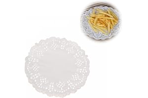 LJFEA Weiß Rund Lace Papierdeckchen Spitze (5.5 Zoll) Papier Deckchen ausgehöhlten 150Stücke Papier Doily 13.5CM für Torten, Kuchen, Ideal für Hochzeiten, Geburtstagsfeier,Geschirrdekoration