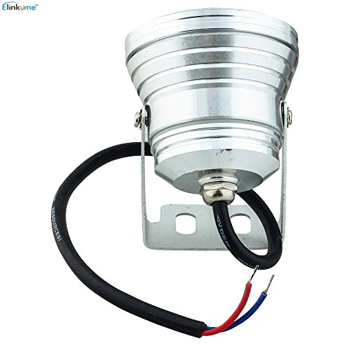 ELINKUME 1er-Pack LED Warmweiß 10W Flugzeug-Aluminium IP65 wasserdicht LED-Licht für Aquarium Fountain Pool Brunnen Teich im Freien 12V - 2