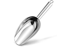 Metal Ice Scoop, Homikit Stainless Steel 12Oz Scoop for Food Flour Sweet Candy, Used in Kitchen Bar Garden Buffet, Sturdy Design & Multi-Purpose, Mirror Finished & Dishwasher Safe