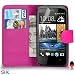 Produktbild HTC Desire 500 Premium Leder Pink Mappen Schlag Fall Abdeckung Beutel + Rot 2 IN 1 Staubstopper + Screen Protector & Poliertuch SVL0 BY SHUKAN®, (Brieftasche Pink)