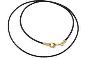 DragonWeave Gold Plated 1.8mm Fine Black Leather Cord Necklace