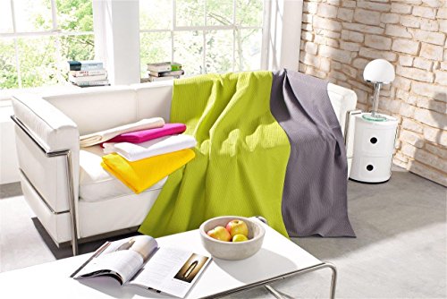 Wohnwohl Sommer Waffel Decke I Tagesdecke I Kuscheldecke I Wohndecke I Farbe Grün I ca. 150 x 200 cm I Ökotex Zertifziert - 2