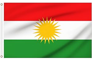 WOILTRYN 2PCS Kurdistan Flag 5ft x 3ft, Large Kurdish Flags with Brass Eyelets for School Culture Party Indoor Outdoor Festival Events Celebrations Decorations