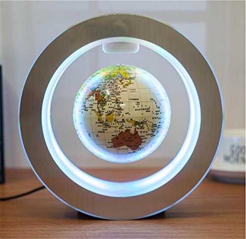 Preisvergleich Produktbild MTTLS Levitating 4 Zoll leuchtende Rotation magnetischen Levitation Globus Schreibtisch Schreibtisch Dekoration , white