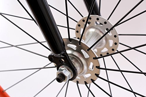 KHE Fixie Singlespeed FX01 56,5cm schwarz inkl Freilaufritzel 40mm orangene Felge - 4