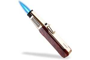 JETPRO Butan-Taschenlampe Feuerzeug Einhandbedienung Feuerzeug mit verstellbarer Strahlflamme Küche Kochfackel (Butangas nicht enthalten) (Holz)