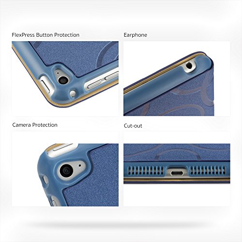iPad Mini 4 Hülle, Deenor Colour Series Premium PU Leder Ultra Slim Light Weight Auto aufwachen / Schlaf Funktion Schutzhülle Hülle für Apple iPad Mini 4, Free: Screen Protector + Stylus Pen + Cleaning Cloth. (Dark blue circles) - 7