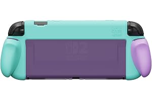 Savage Raven by Skull & Co. GripCase for Nintendo Switch 2: Dockable Soft Protective Case with Replaceable Grips [to fit all hands sizes], Light Purple+Light Green [Limited Edition]