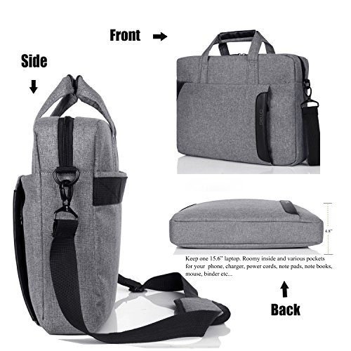 Laptop Tasche, DTBG 15,6 Zoll Nylon Schultertasche Messenger Bag Portable Handtasche Geschäftstermin Aktentasche Laptoptasche für 15-15,6 Zoll Tablet / Ultra-book / Macbook / Chromebook (Grau) - 2