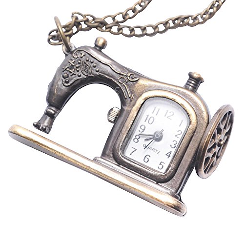 81stgeneration Jahrgang -Stil Nähmaschine Taschenuhr Locketanhänger Quarz Bronze lange Halskette 81stgeneration Jahrgang -Stil Nähmaschine Taschenuhr Locketanhänger Quarz Bronze lange Halskette
