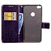 Huawei P8 Lite 2017 Leather Case,Huawei P8 Lite 2017 Floral Wallet Case,Leeook Card Slots Pu Leather Magnetic Closure Bookstyle Elegant Retro Pressed Flower Strap Flip Wallet Proective Case Cover with Stand for Huawei P8 Lite 2017+1x Black Stylus-Flower,Purple