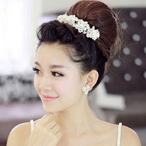 Tonsee Weiße Imitation Perle Kristall Braut Kopfschmuck Hochzeit Kleid Accessoires Braut Haarschmuck - 2