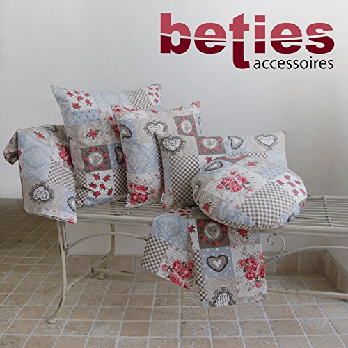 beties Dorfkinder Mitteldecke ca. 80×80 cm in großer Sortiment-und Größenauswahl – Shabby Chic für den perfekten Landhaus Style Farbe (taupe-rot) - 2