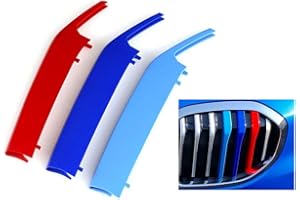 BizTech ® Inserti per griglia sportiva clip-on compatibili con BMW Serie 1 E87 F20 F21 F40, strisce decorative per auto, tuning (Azzurro/Blu/Rosso, F40 Dal 2020 in poi, 7-Travi)
