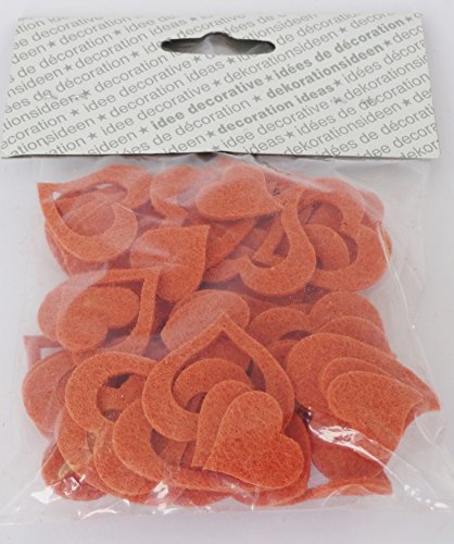 Herz, Herzen aus FILZ. Streudeko. 5 Gramm ca 50 Teile. Ca 2-3cm. In ORANGE or - 2