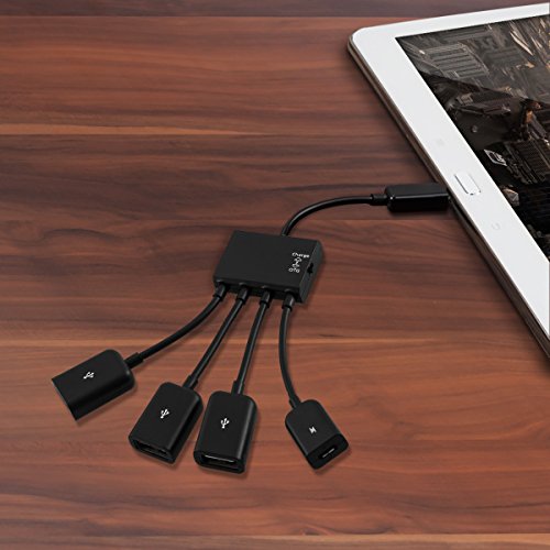 kwmobile 4in1 Micro USB OTG Hub Adapter für Smartphone / Tablet – Mikro USB Verteiler in Schwarz – z.B. geeignet für Apple, Samsung, Lenovo, Asus, Huawei, Amazon, Acer, Microsoft, Sony, LG - 3