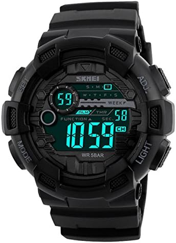ETOWS® Men Digital Wristwatches LED Display Multiple Time Zone 50M Waterproof Sports Watches