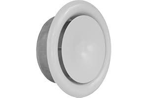 VENTILAND Difusor de ventilacion | Difusor aire acondicionado | Valvula de Techo o Pared para cocina, baño | Rejilla de Ventilación redonda ajustable en Chapa Acero | Boca de extracción (Impulsión, ø125mm)