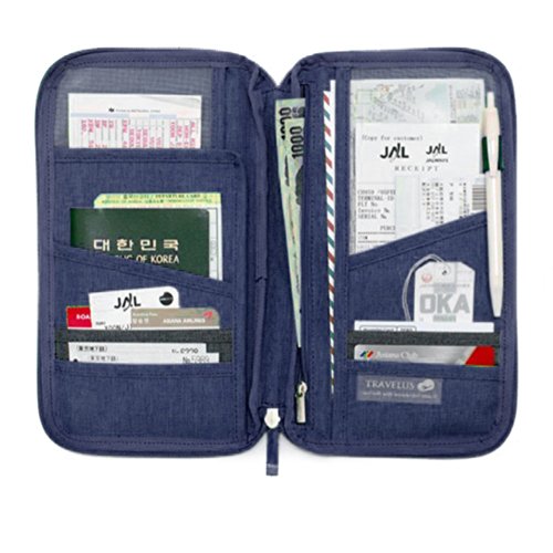 SAVFY® Reiseorganizer Reisedokumententasche Reisebrieftasche mit Reißverschluss, für Münzen, Stift, Kreditkarten… - 3