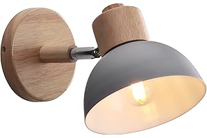 WOTTES Applique Murale Industrielle Vintage Lampe Murale Interieur Sconce Rétro Luminaire Applique Abat-jour E27 Ø15CM pour Salle à Manger Escalier Chambre Cuisine Café(gris)