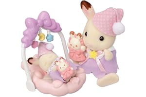 Sylvanian Families - Le Coucher des sœurs Lapin Chocolat - 2 Figurines et Accessoires - Plongez dans l'univers de la Famille Sylvanian - Figurines Miniatures - Jouet Enfant 3 Ans et + - 5806