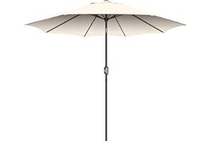 Mansader 2.7M Garden Parasol Umbrella, UV Protect Patio Umbrella with Push Button Tilt & Crank Handle