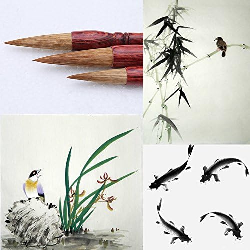 MB003 Hmay Artist's Calligraphy and Sumi Brushes 3pcs/pack - Specially for Bamboo Leaves, Orchid and Fish Painting