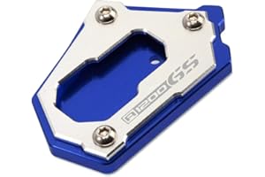 LongGreat CNC Aluminium Motorrad BM&W Seitenständer Vergrößern Unterstützung Fuß-Verbreiterung Ständer Platte für R1200GS/R1250GS/F750GS/F850GS ADV LC/Rallye HP (Blau,R1200GS)