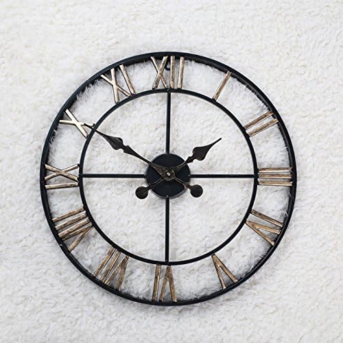 Iron Wall Clock American Retro Living Room Industrial Style Bar Decorative Watch 47Cm, 20In, Gold