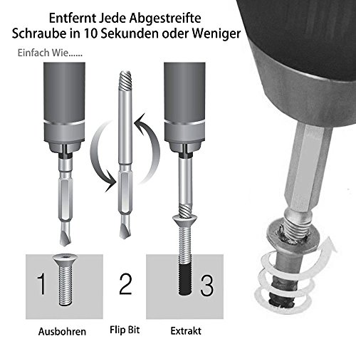 Kitclan Schraubenausdreher-Set, entfernen leicht beschädigte Schrauben, 4 Stück Schraubenentferner zum Entfernen aller Arten von Schrauben - 2