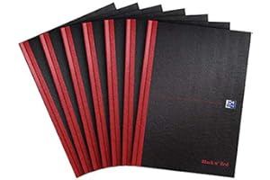 Oxford Black n' Red Notatnik w twardej oprawie A4, w linie, 192 strony, 7 sztuk, czarny/czerwony