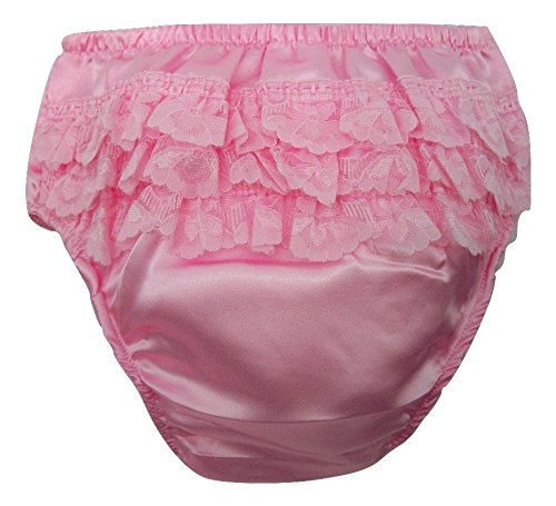 Soft Touch Infants Satin Frilly Pants, Nappy Cover Knickers (Pink) (6-12 Months)